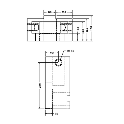 41-410-3 MODULAR SOLUTIONS GUARD CONNECTION FOR REMOVABLE PANEL 36MMX30MMX15MM WITH HARDWARE AND PIVOT PIN